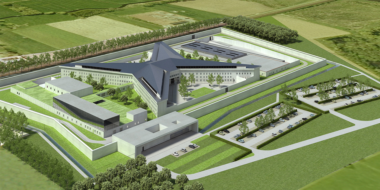 Ster met kilometer ringmuur, watergracht en 1.800 speciale deuren: zo zal nieuwe gevangenis van Dendermonde eruitzien