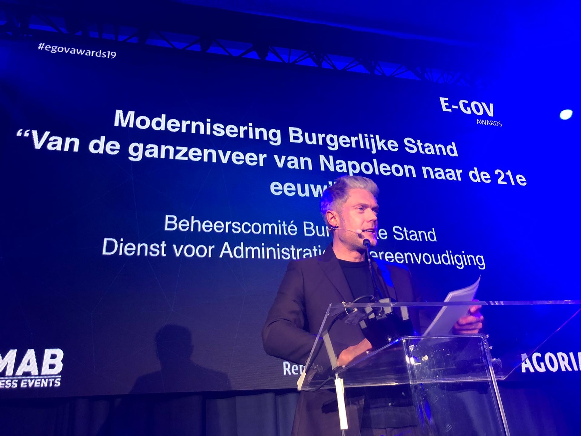 Digitale burgerlijke stand bekroond op Agoria e-gov Award