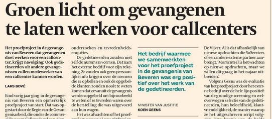 ​Groen licht om gevangenen te laten werken voor callcenters 