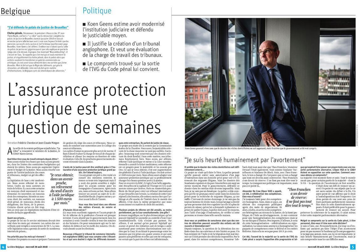 Nous allons trouver un accord au sujet de l’assurance protection juridique. J’espère même y arriver avant la fin de l’année. ​