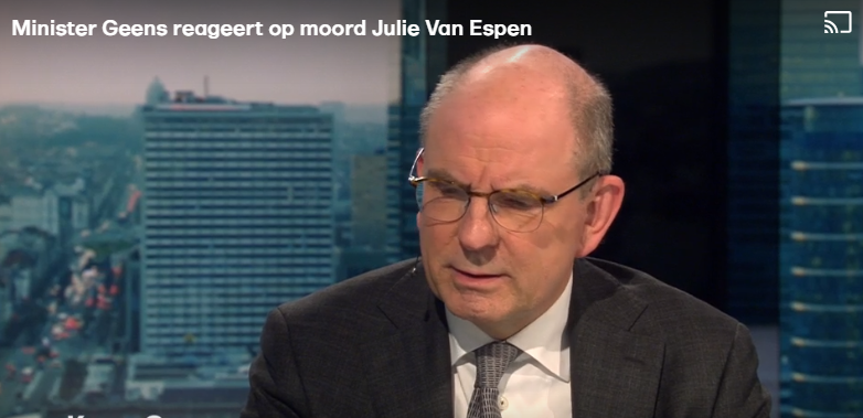 Minister Geens reageert op dood Julie Van Espen 