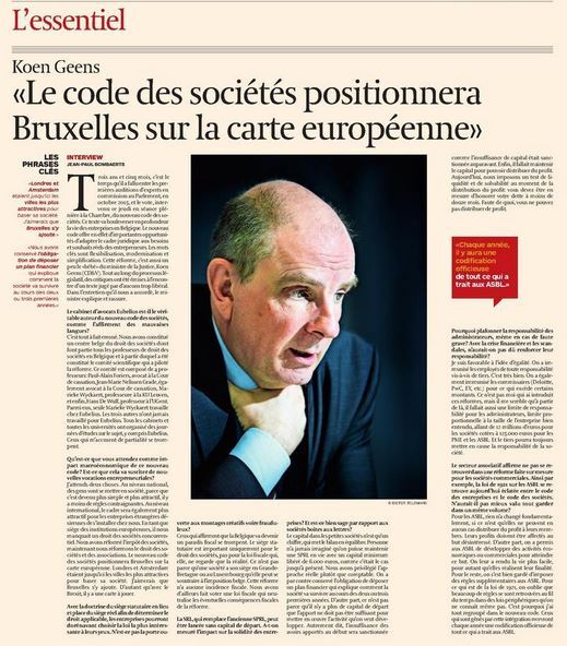 Koen Geens "Le code des sociétés positionnera Bruxelles sur la carte européenne"