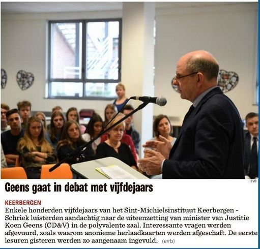 Geens gaat in debat met vijfdejaars