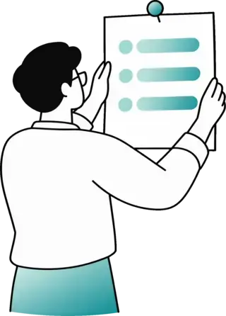 A man reads a sheet with a short, clear list.