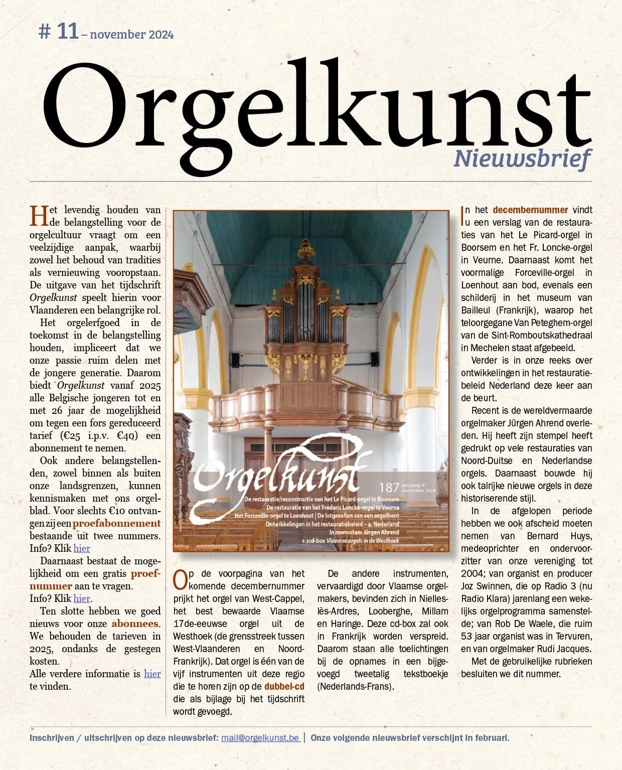 Voorpagina van Nieuwsbrief #11