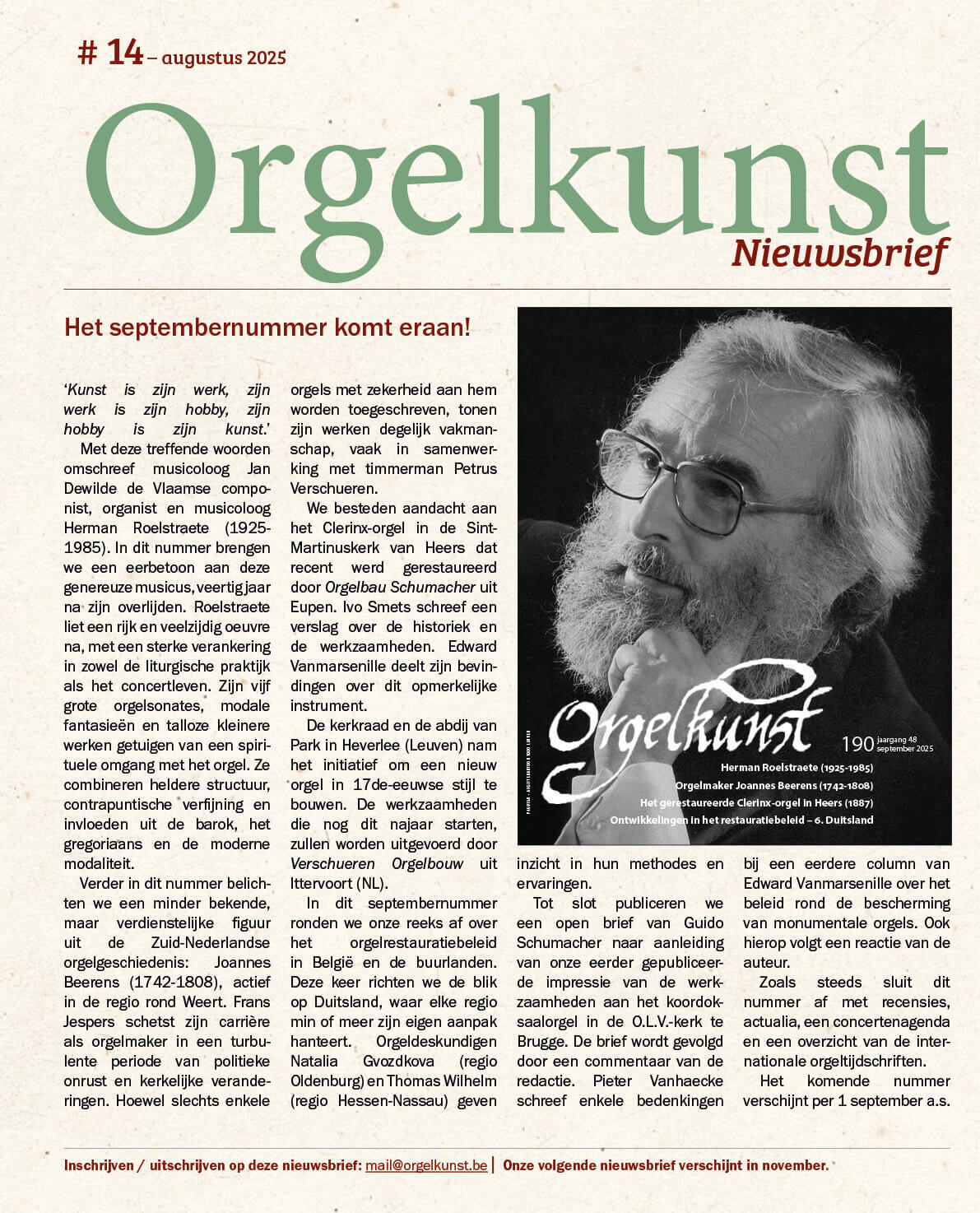 Voorpagina van Nieuwsbrief #14