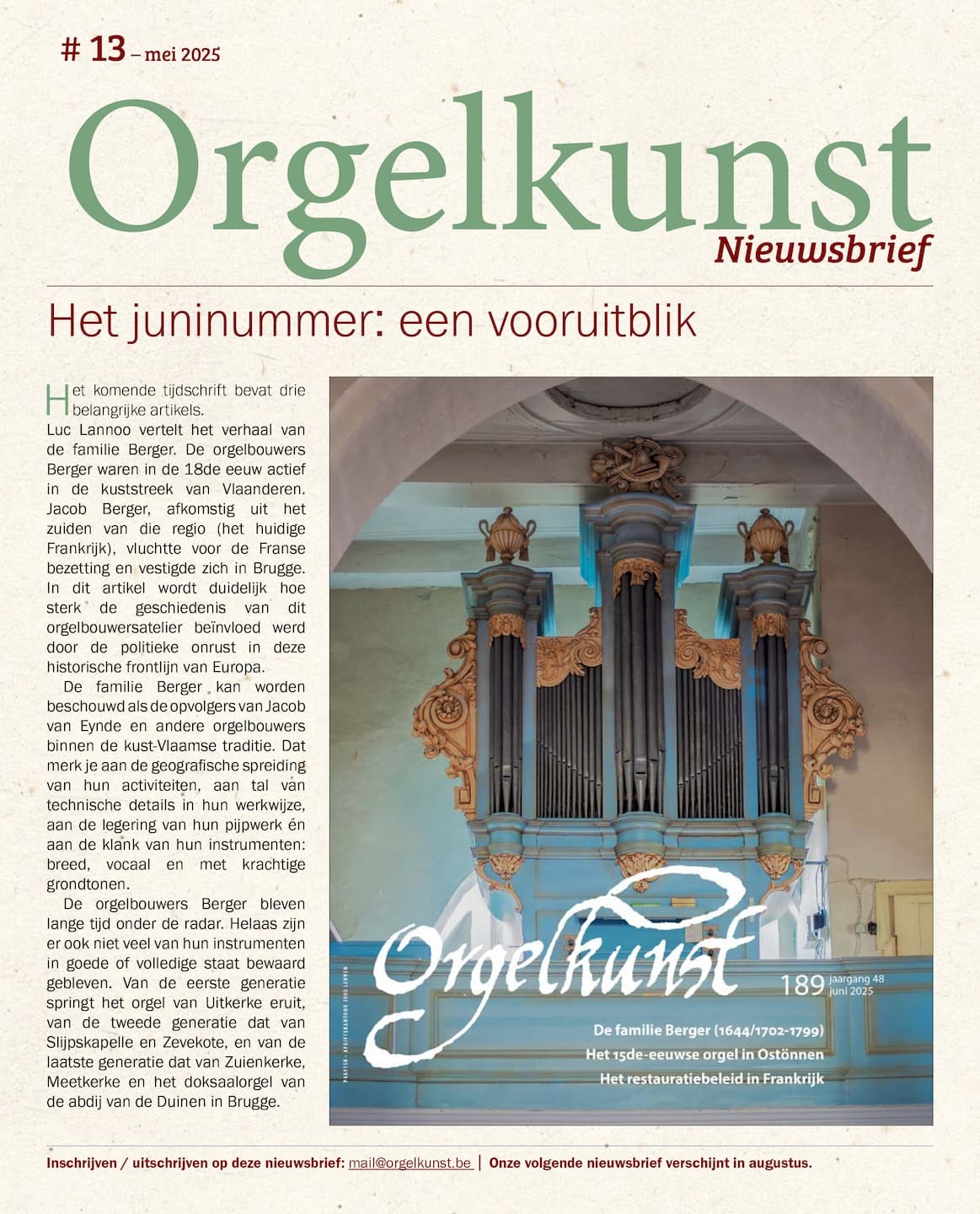 Voorpagina van Nieuwsbrief #13