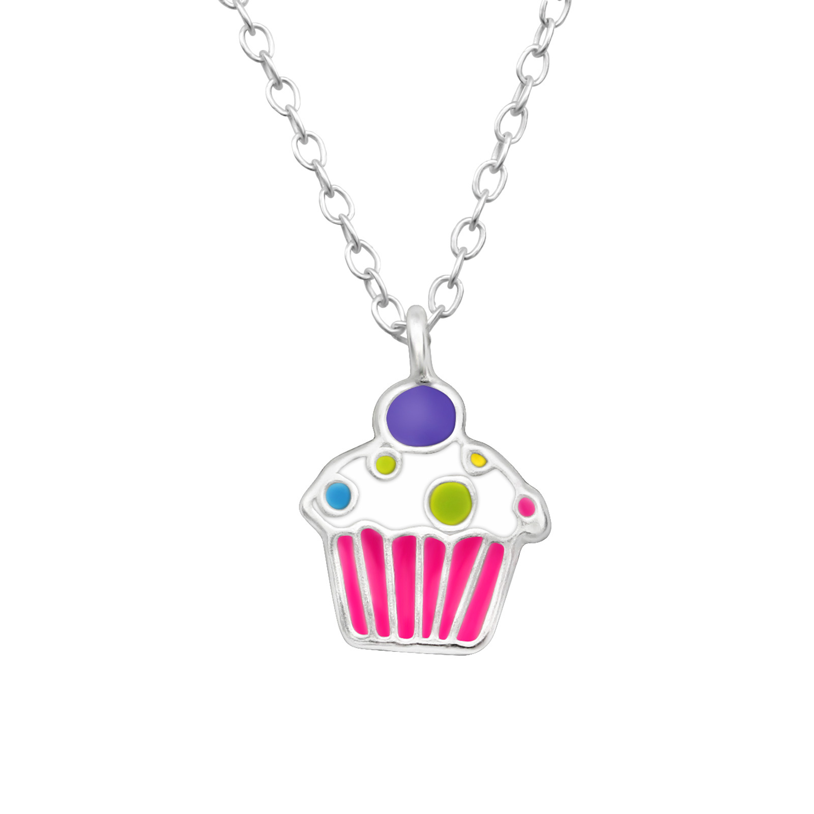 Nevelig Geestelijk Dubbelzinnig 925 sterling zilveren meisjes ketting met schattige emaille cupcake hanger  · Zeido