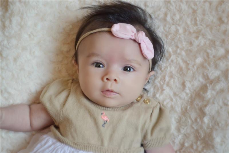 wervelkolom Stimulans Aanhoudend Baby kind nylon haarband elastisch met kleine strik - Roze · Zeido