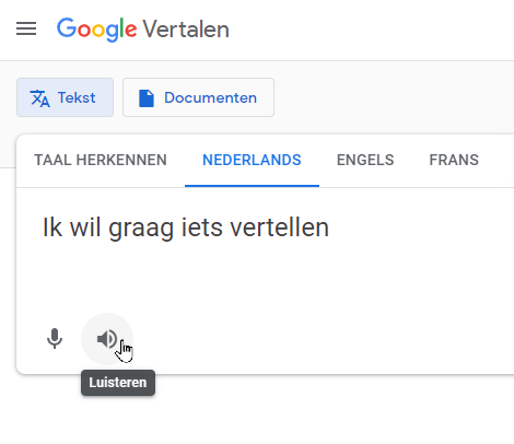 Screenshot van Google Translate