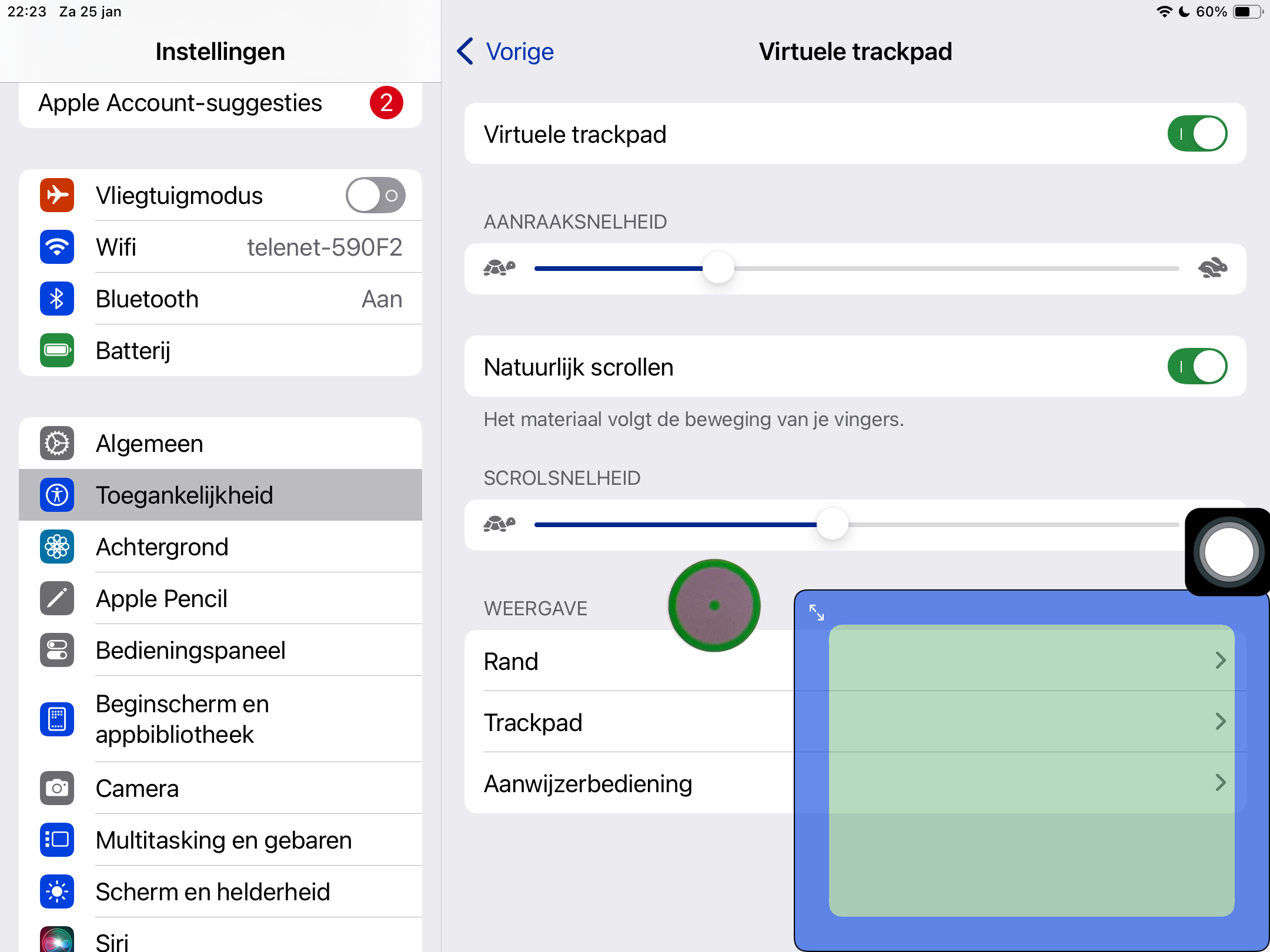 Screenshot virtueel trackpad iOS
