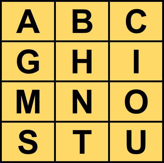 ABC-kaart zwart-geel