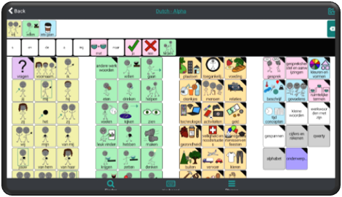 screenshot van de startpagina van de app Weave Chat AAC