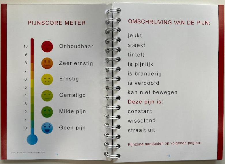 foto van een pagina rond pijn uit De Praatkameraad