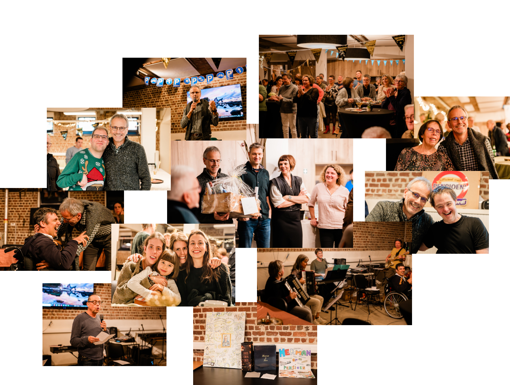 Collage foto's pensioensfeest Herman