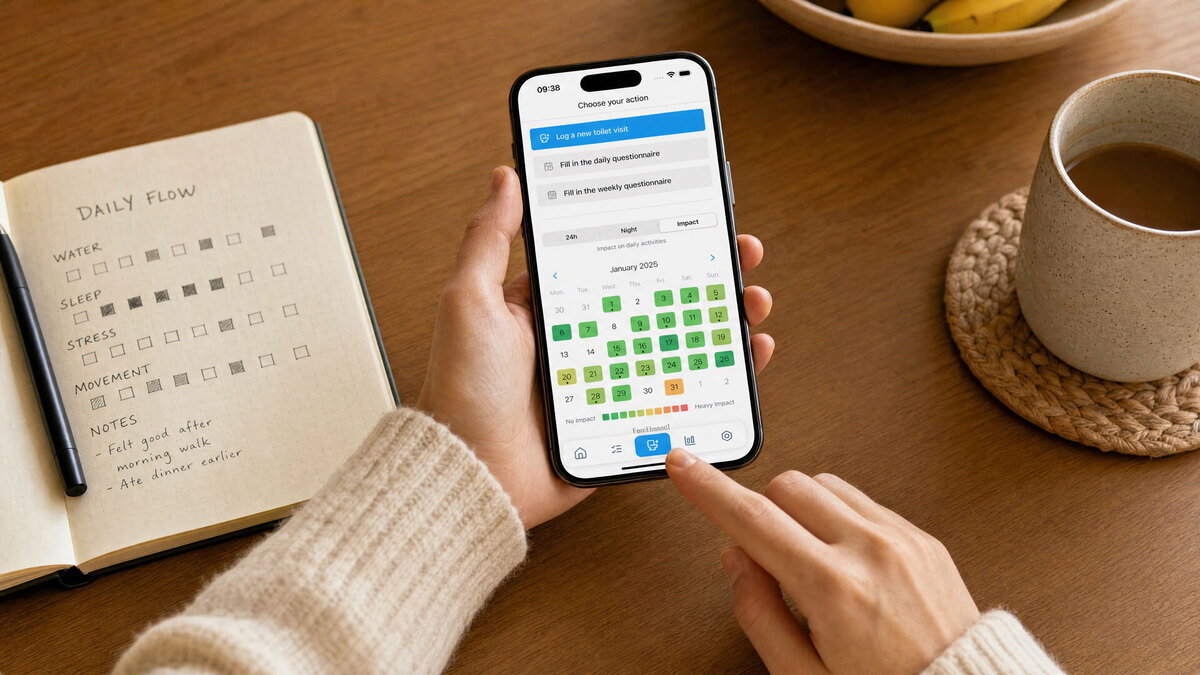 Onderzoeker registreert veldwerkdata in de S.Tool-app op een smartphone