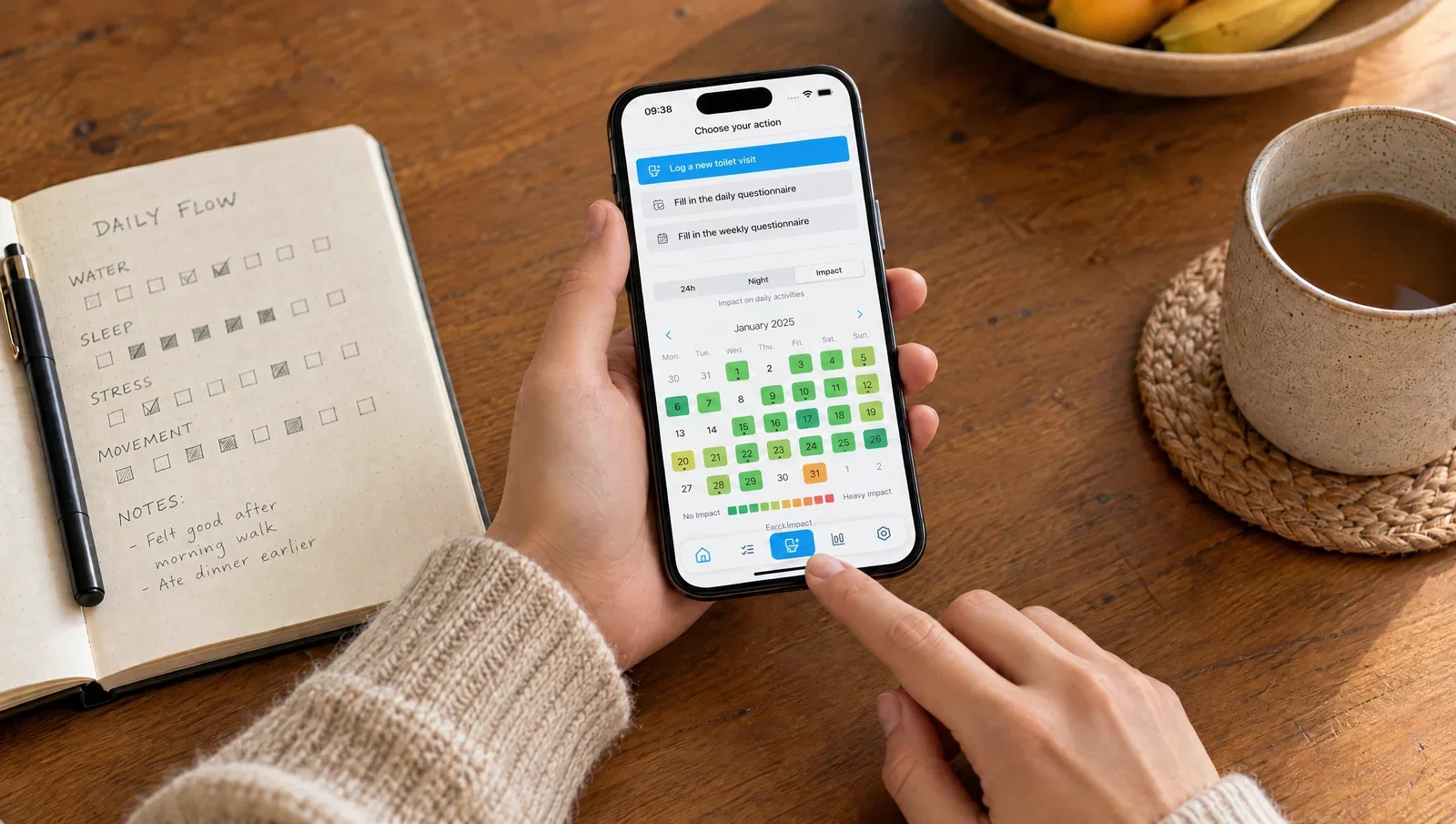 Onderzoeker registreert veldwerkdata in de S.Tool-app op een smartphone