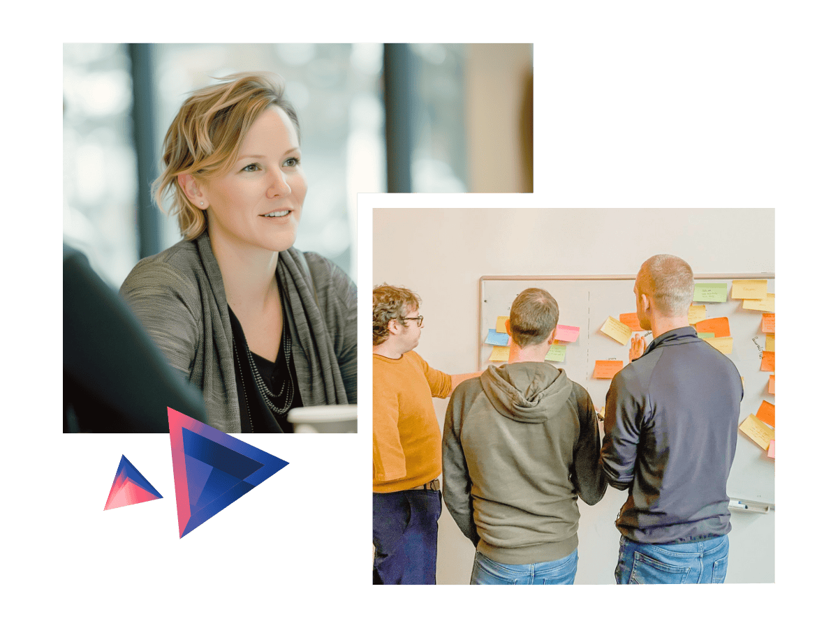 Professional team interacting during a web design workshop, focusing on collaboration and strategic planning.