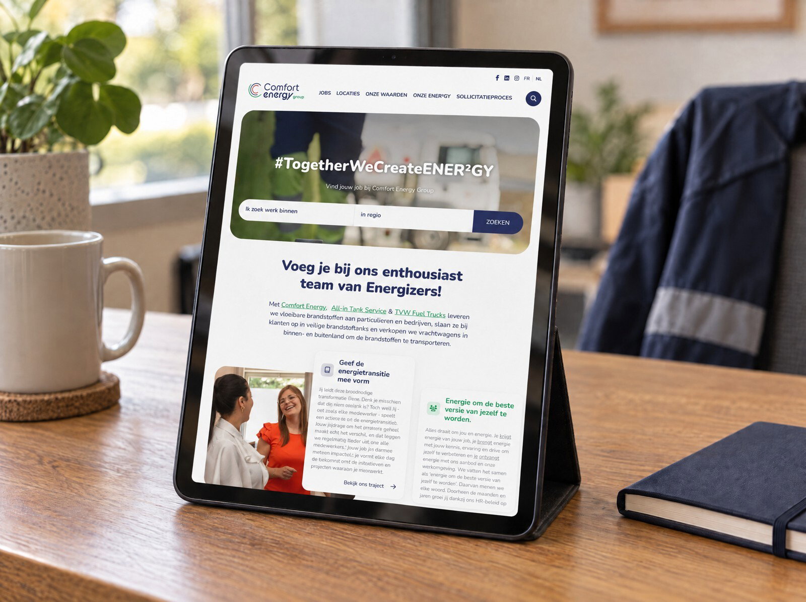 The Comfort Energy Group careers site on a tablet
