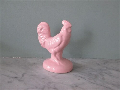 thumbnails bij product vintage pink rose ceramic rooster