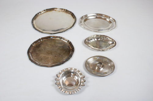 thumbnails bij product a set of 6 silver plated serving plates
