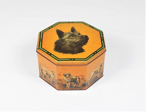 thumbnails bij product old tin box with dogs