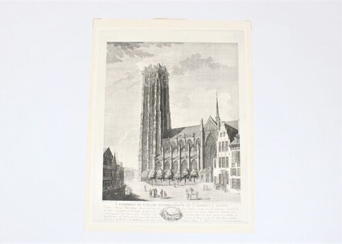 thumbnails bij product engraving of St-Rombouts cathedral Mechelen, 1824