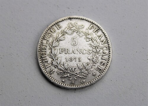 thumbnails bij product zilveren munt 5 Francs, Frankrijk, 1875
