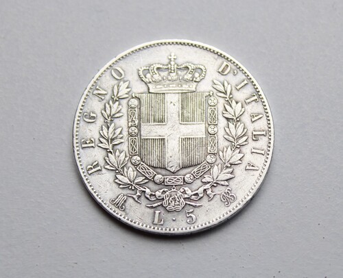 thumbnails bij product zilveren munt, Italia, 1874