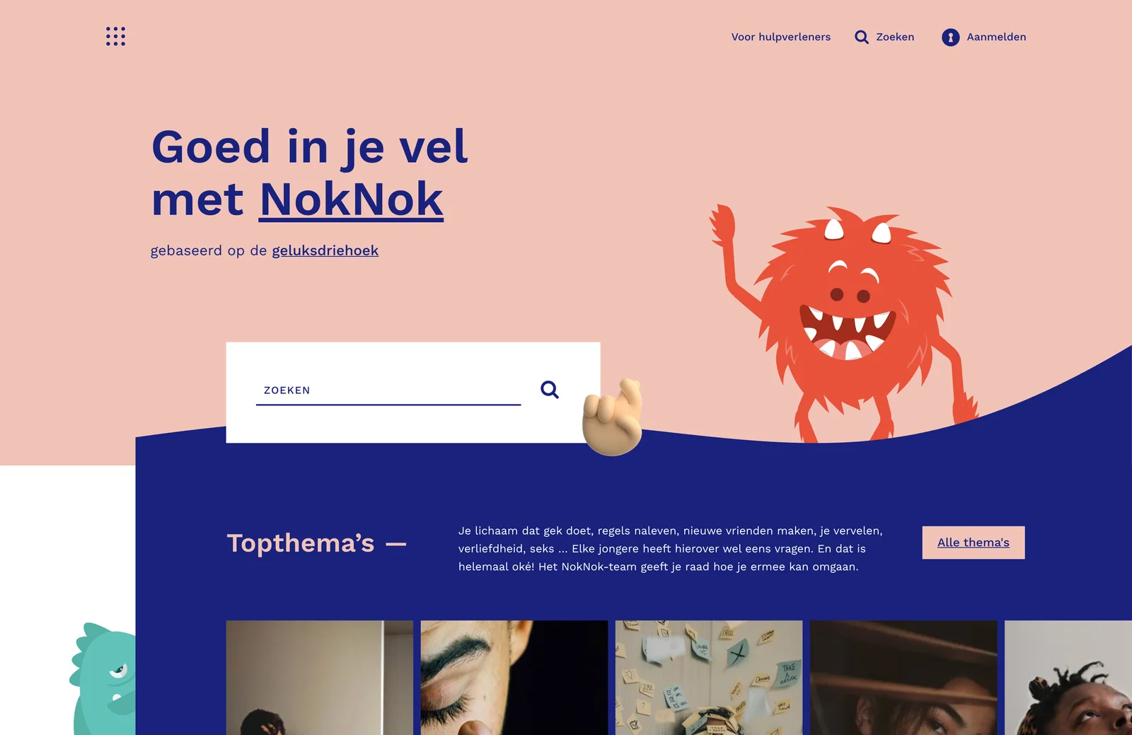 The colorful Noknok homepage