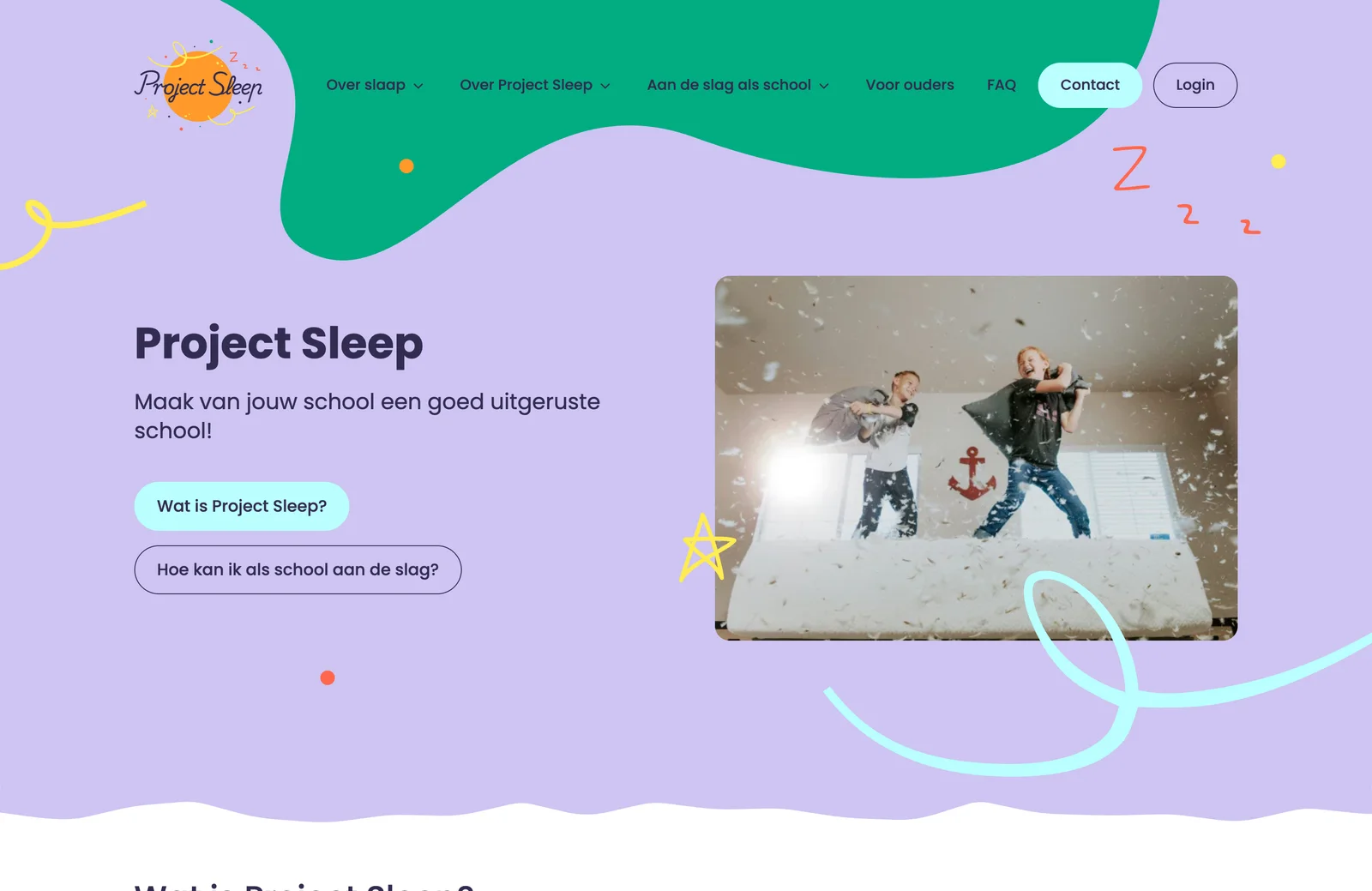 The playful Project Sleep homepage