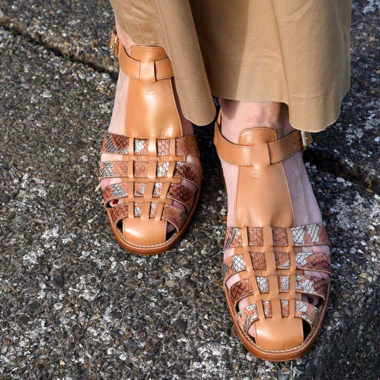 Sandaal camel/snake print • Passo Per Passo • Schoenen voor dames en heren  • Haacht
