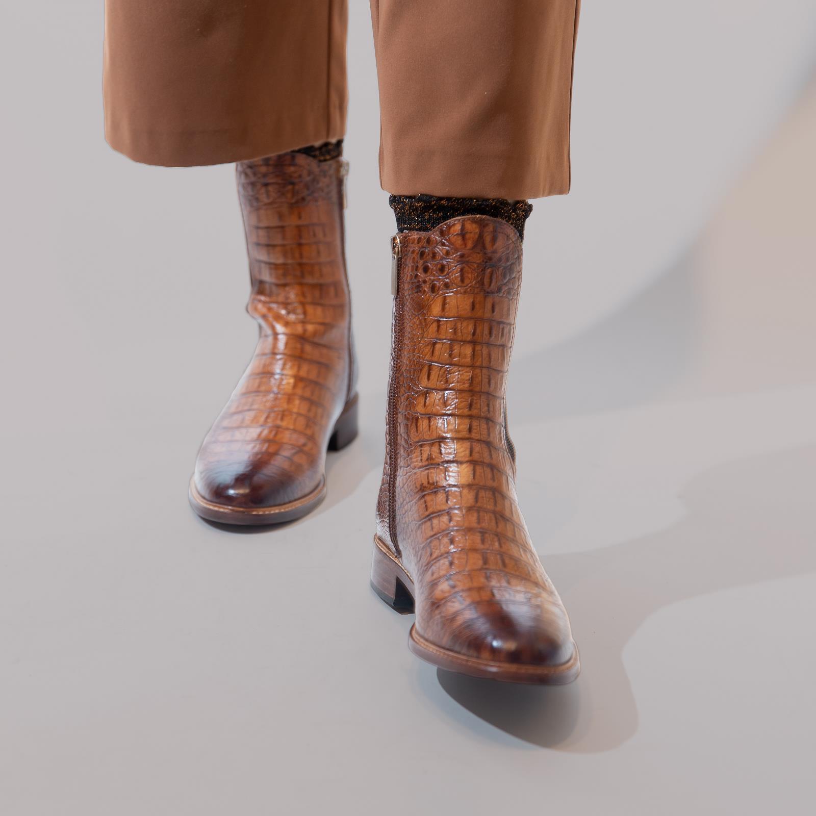 Chelsea leder cognac croco • Passo Per Passo • Schoenen voor dames en heren  • Haacht