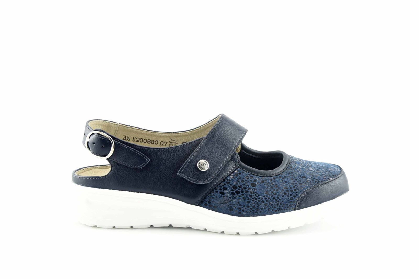 Ballerina met velcro en open hiel blauw • Passo Per Passo • Schoenen voor  dames en heren • Haacht