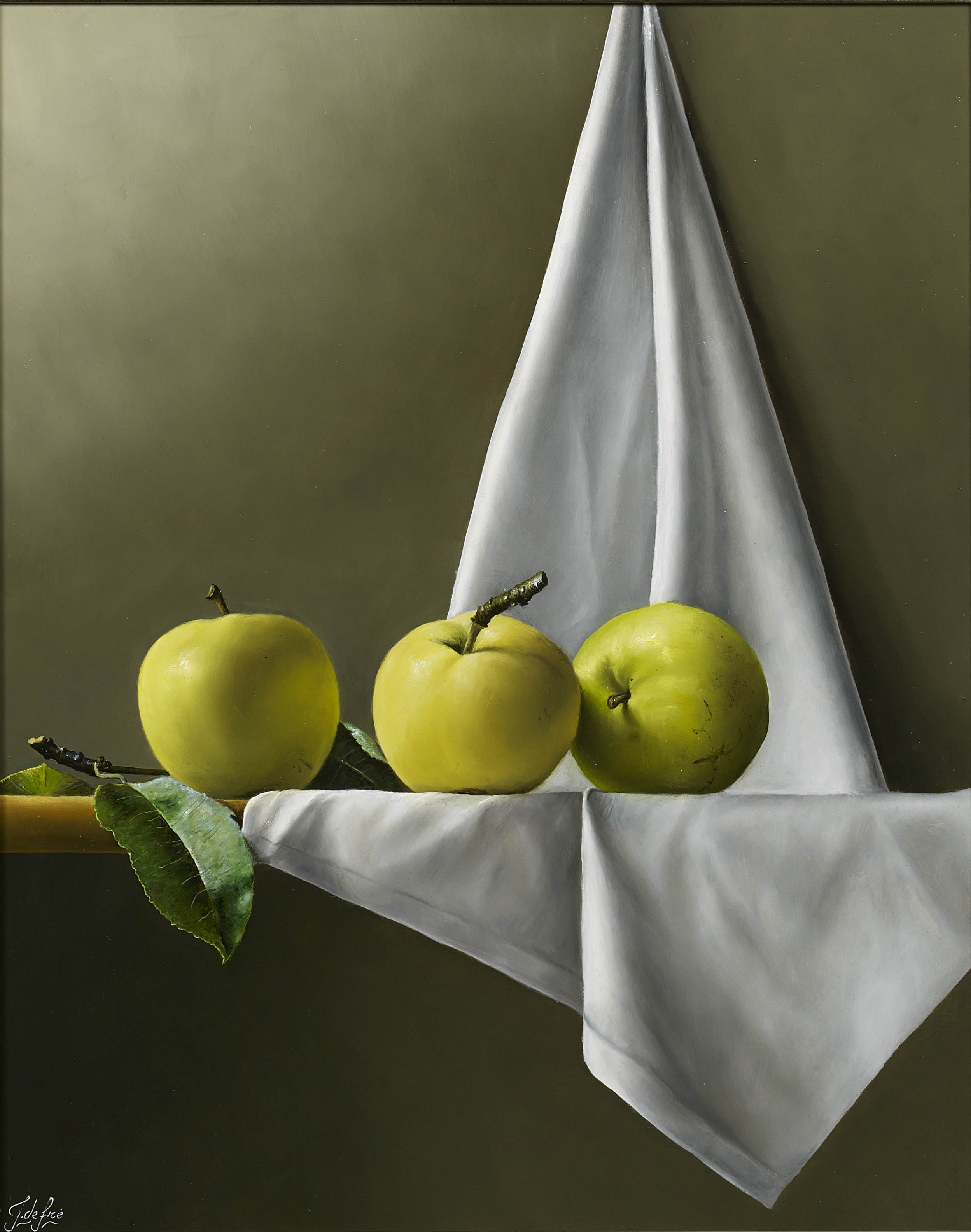 Three Apples on The Shelf - Fruitstillevens