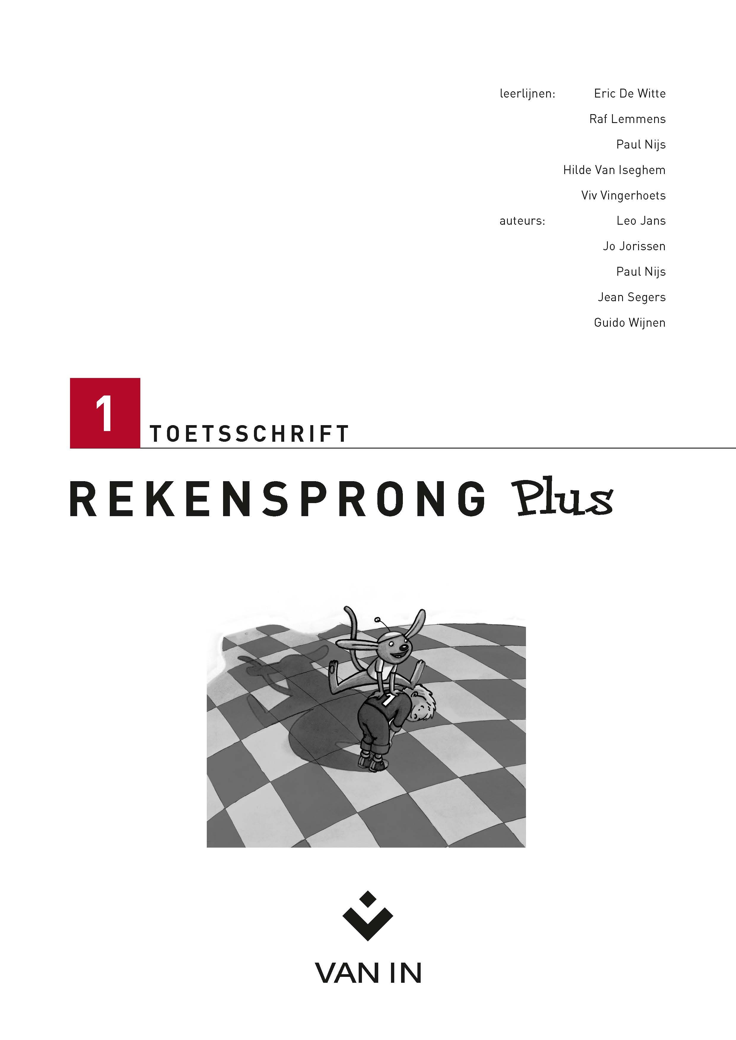 Rekensprong plus 1 toetsschrift