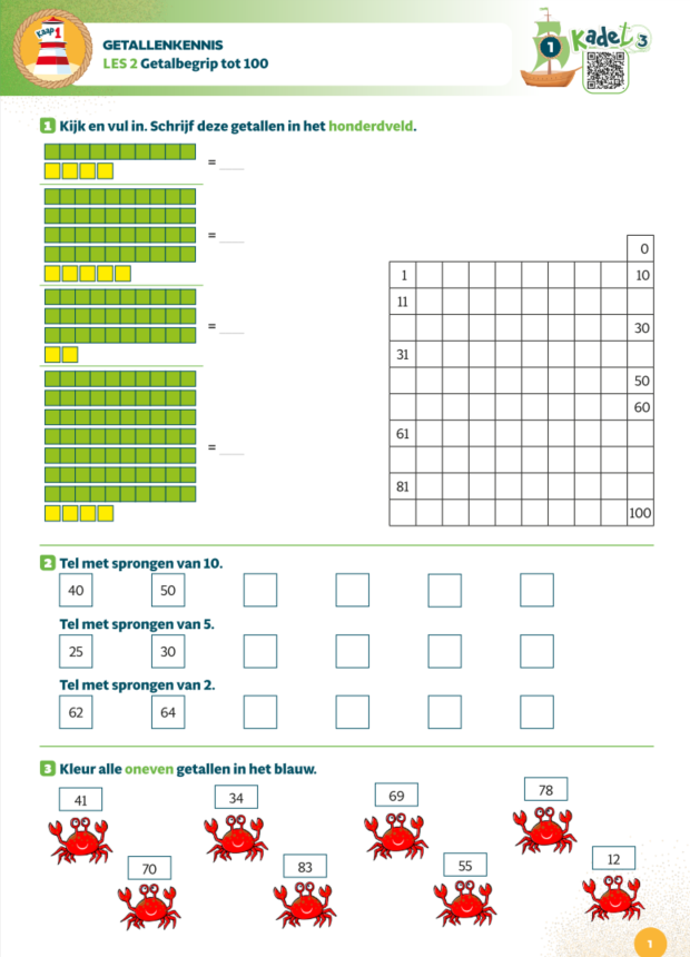 Kadet 3 – scheurblok spoor 1 en 2 correctiesleutels