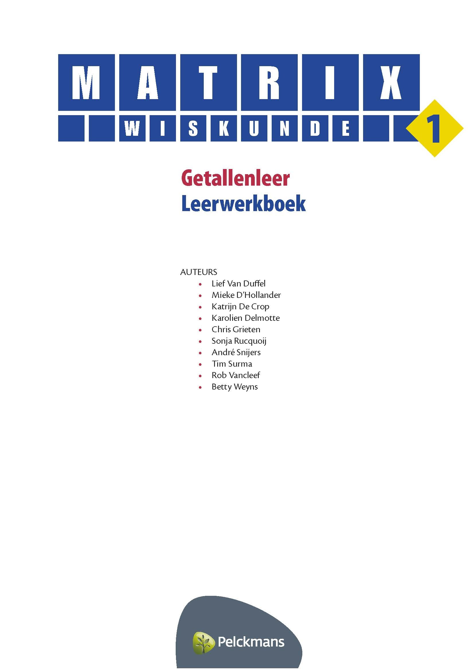 Matrix Wiskunde 1 Getallenleer Leerwerkboek