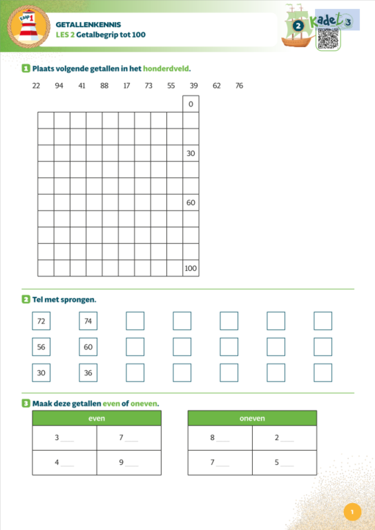 Kadet 3 – scheurblok spoor 2 en 3 correctiesleutels