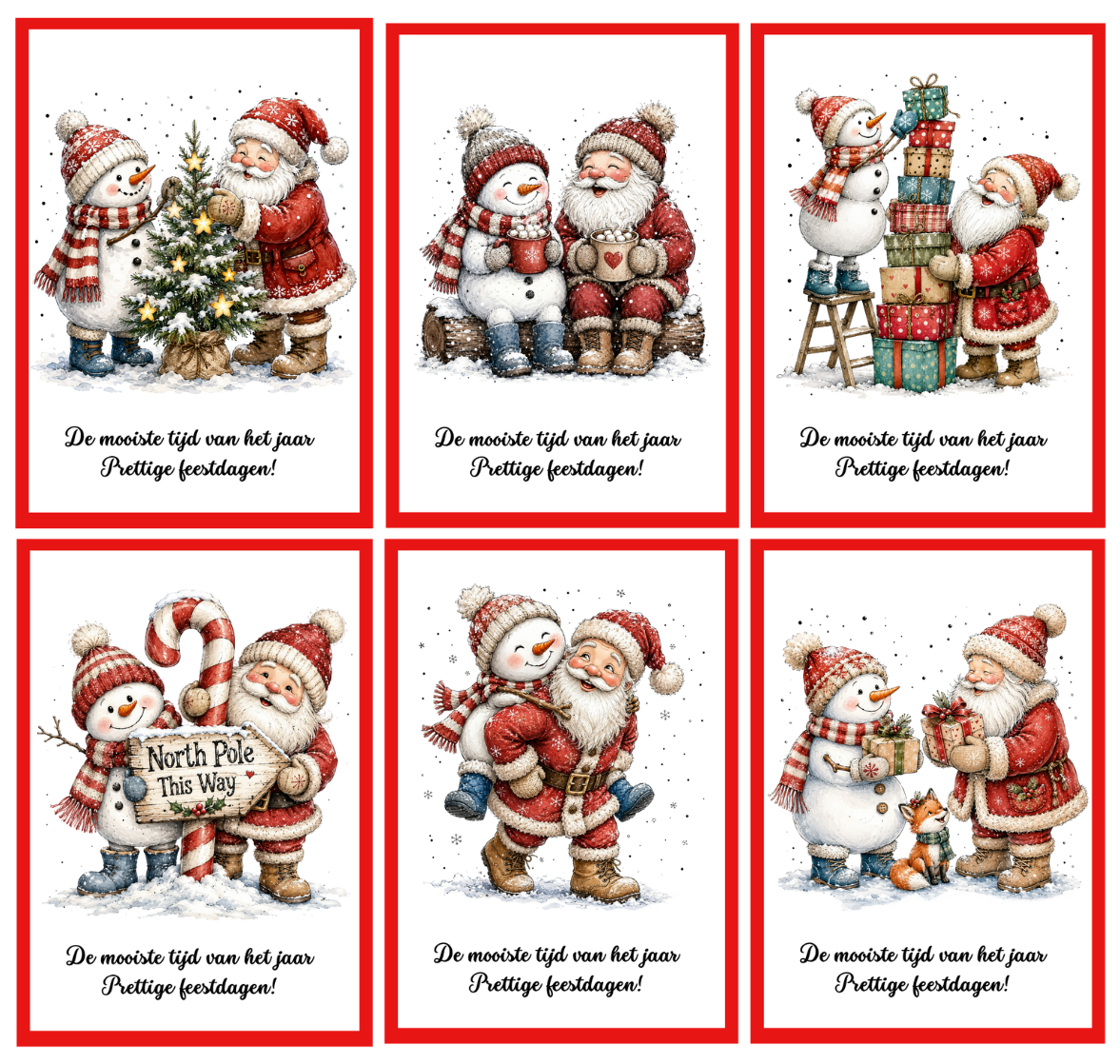 Kerstkaart - de Kerstman en de sneeuwman 2026