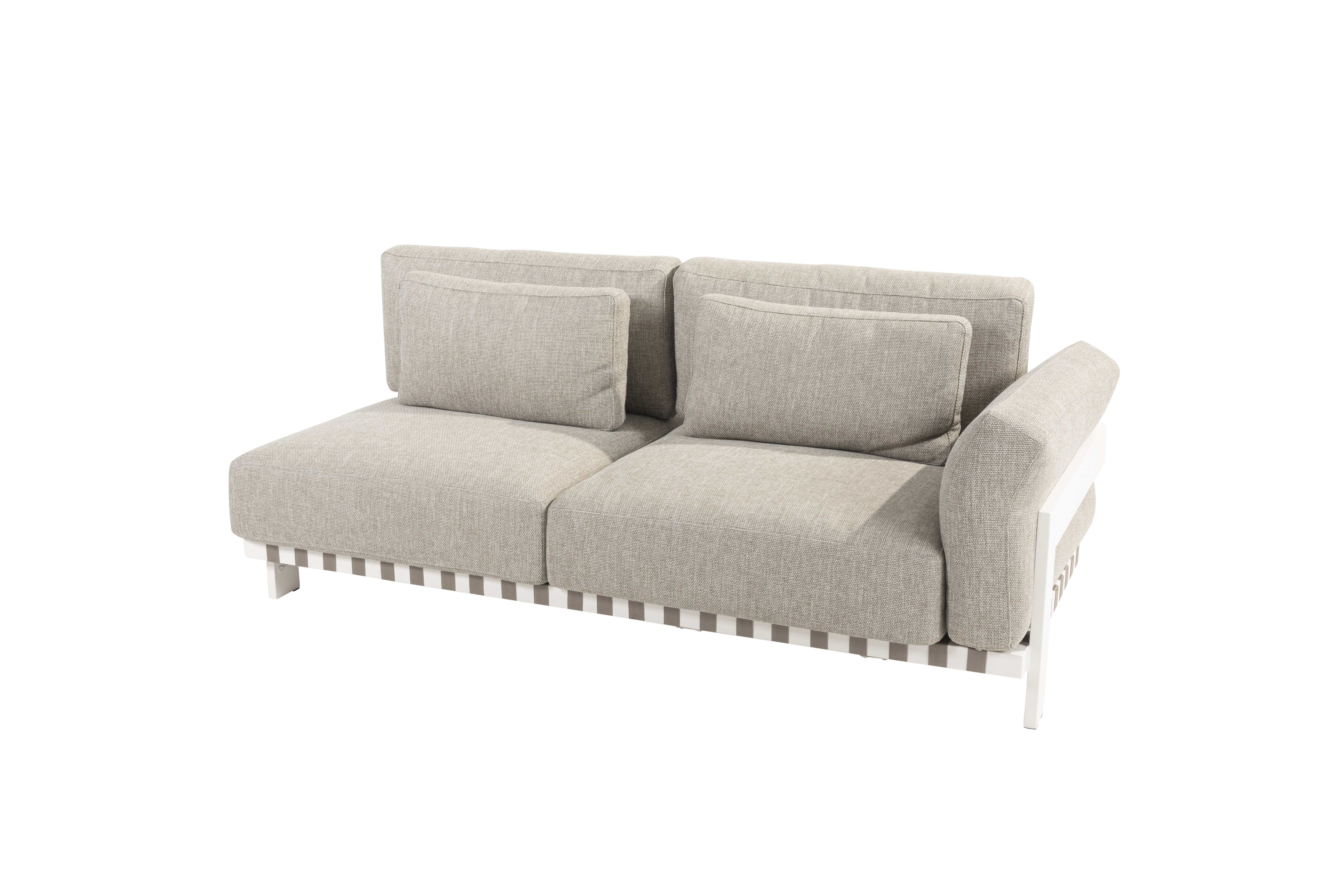 Paloma modular 2 seater bench left arm white with 7 cushions 