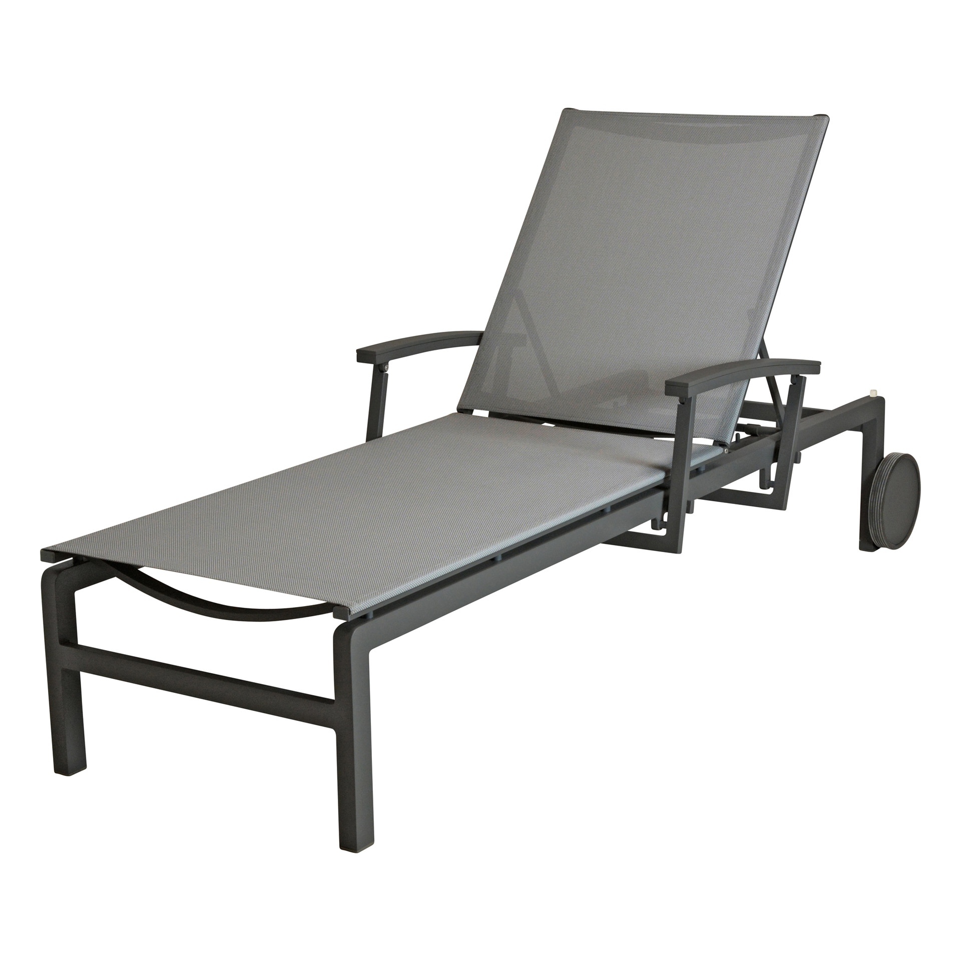 Regina sunbed with wheels and reclining arms Antracite 