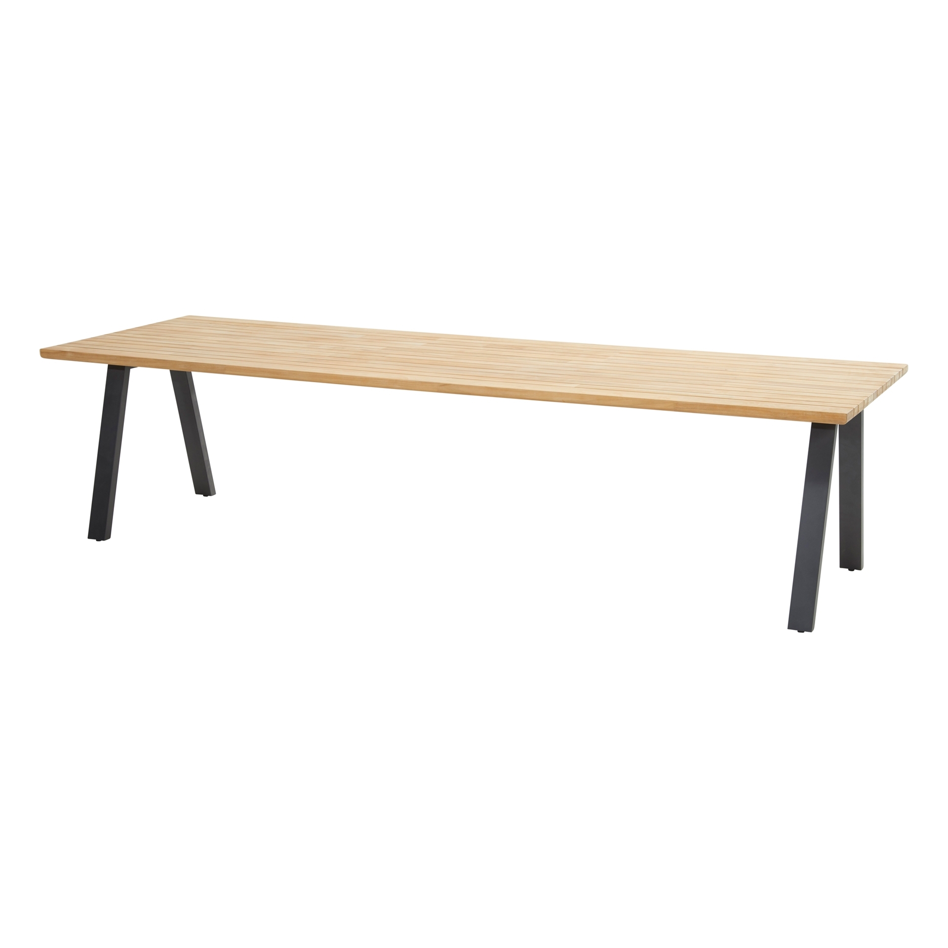 Ambassador set of legs for rectangular top Anthracite + Ambassador table top natural teak 300x100
