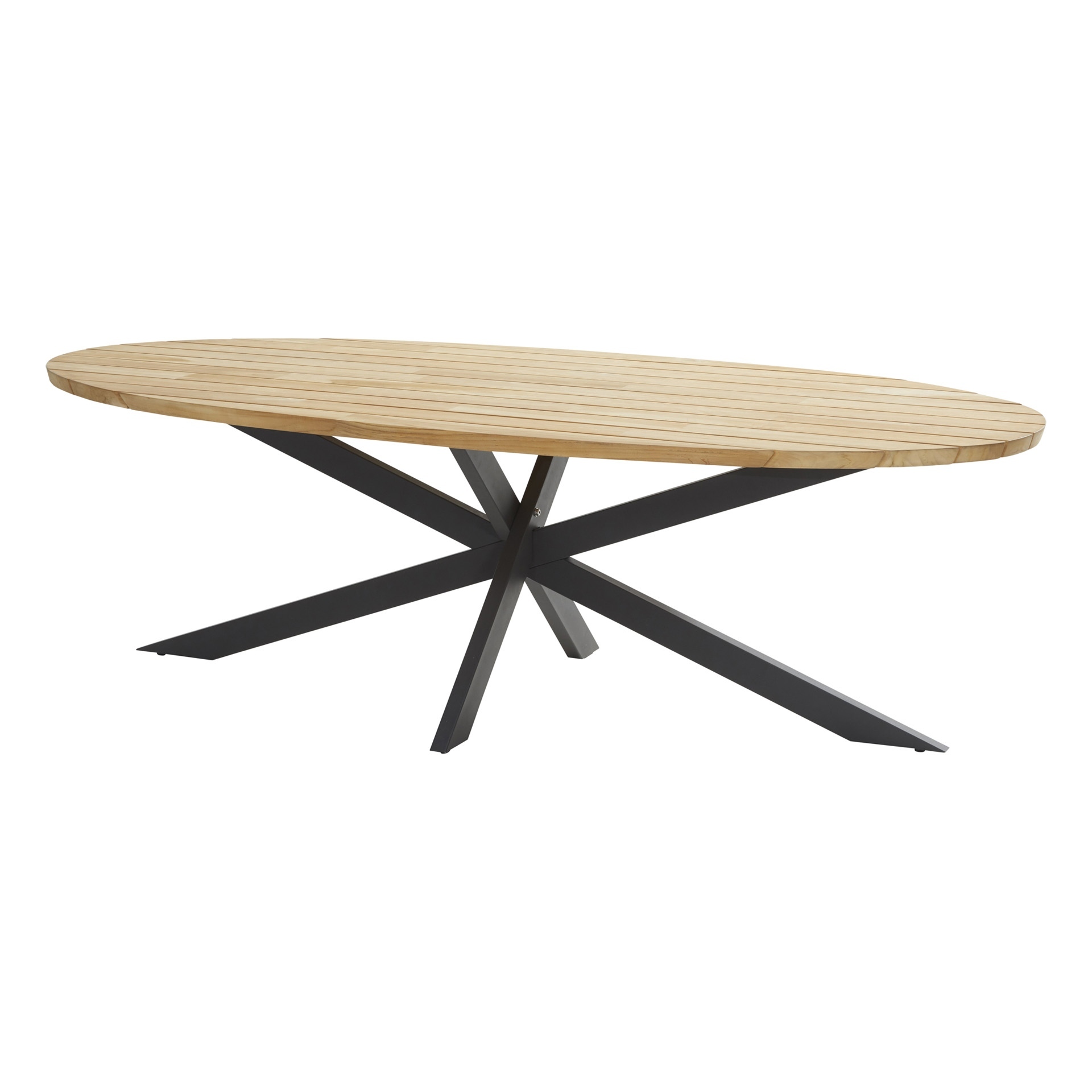 Prado Set of legs for ellipse top antracite + Prado dining table ellips 240x115 natrual teak top