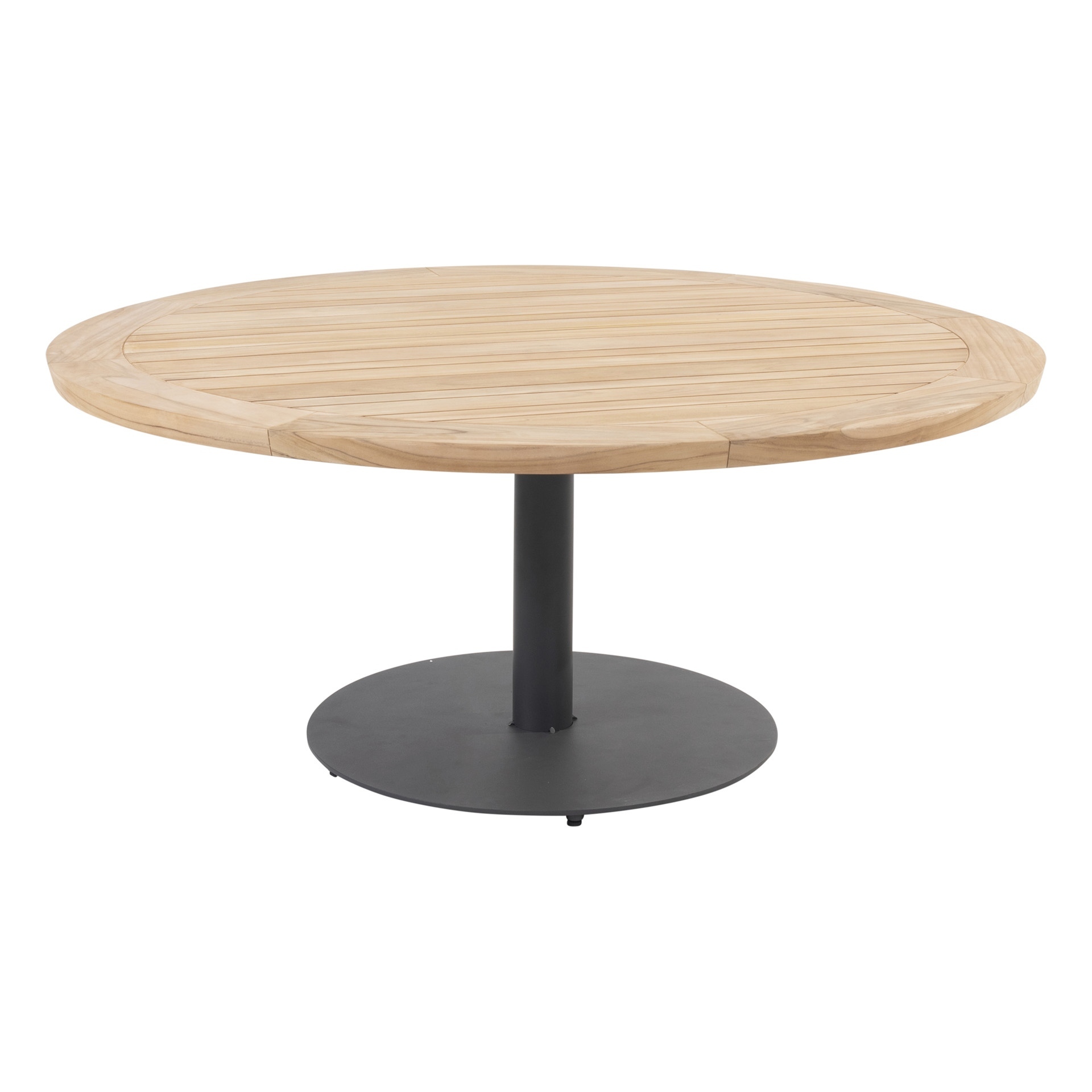 Saba low dining base antracite Ø150cm H69+ Saba table top natural teak round 150cm H69