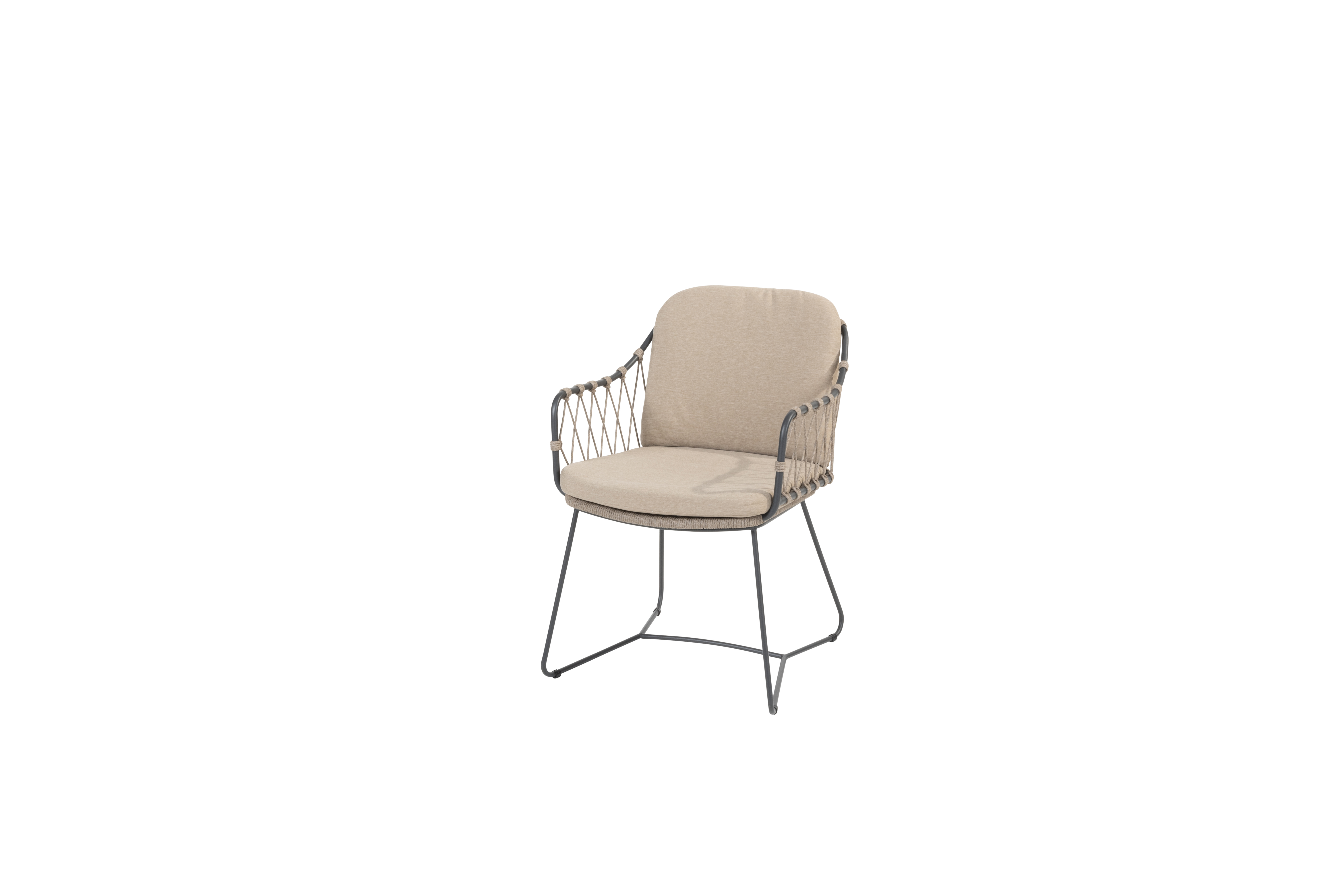 Prego dining chair Anthracite/taupe with 2 cushions alu top 
