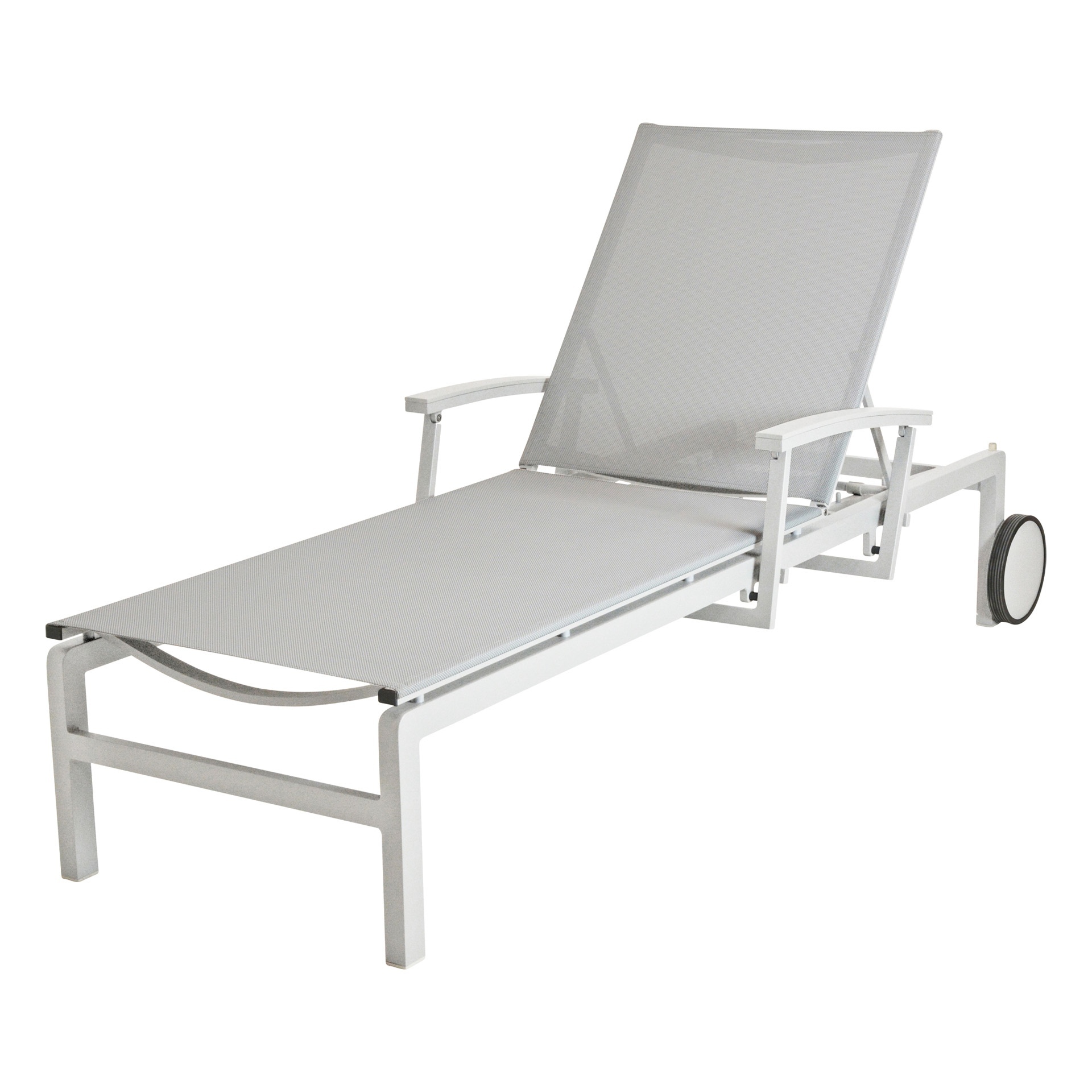 Regina sunbed with wheels and reclining arms White