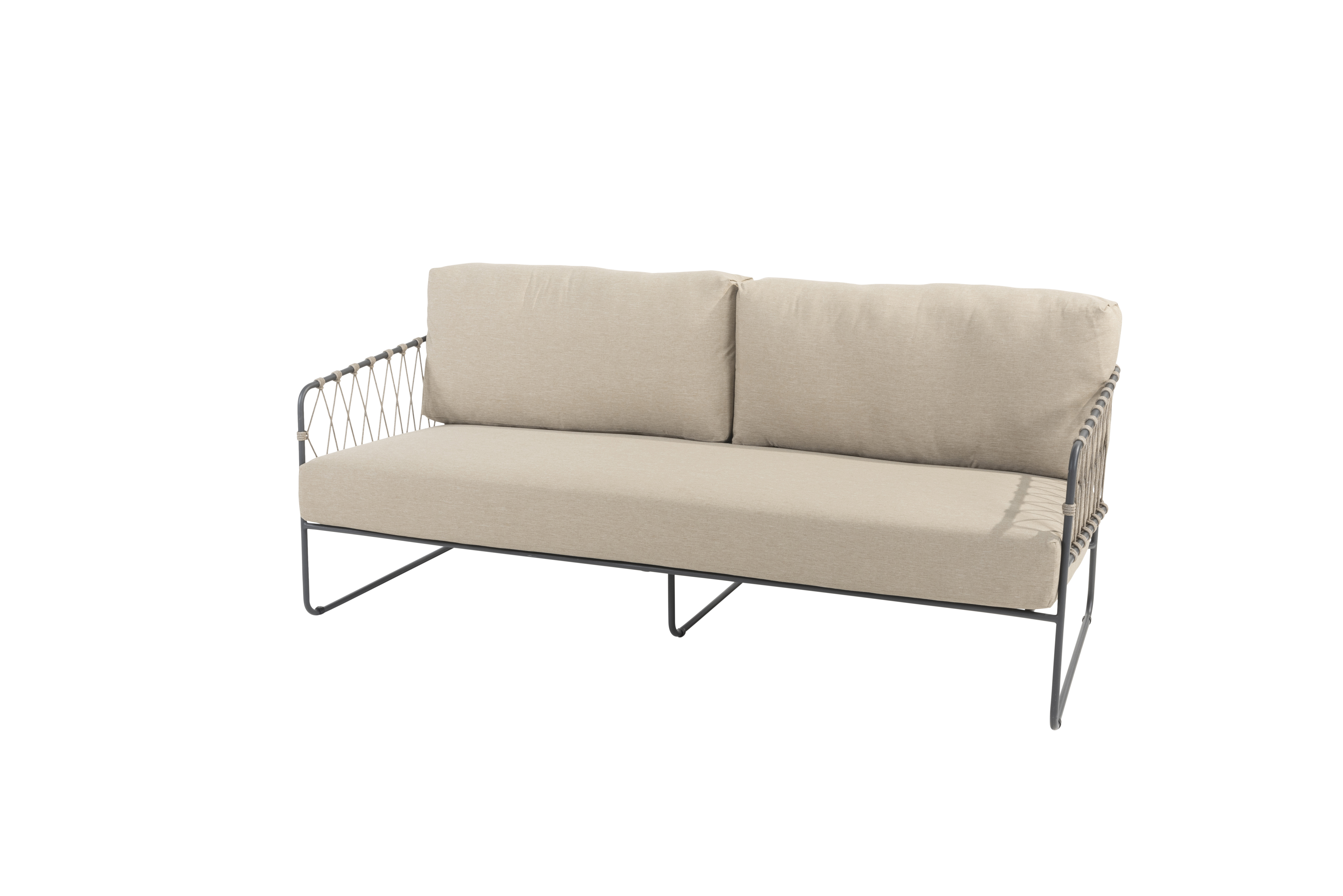 Prego living bench 3 seater Anthracite/taupe with 2 cushions 