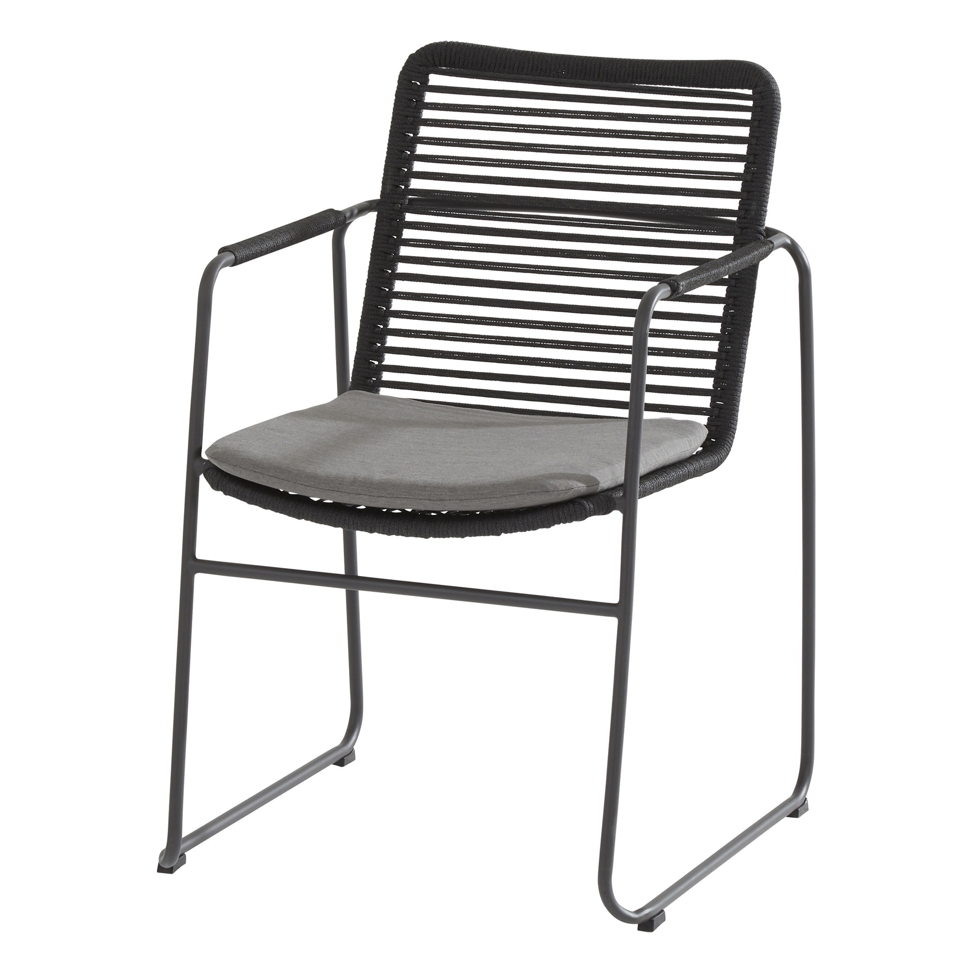 Elba stacking chair rope mid grey with cushion 