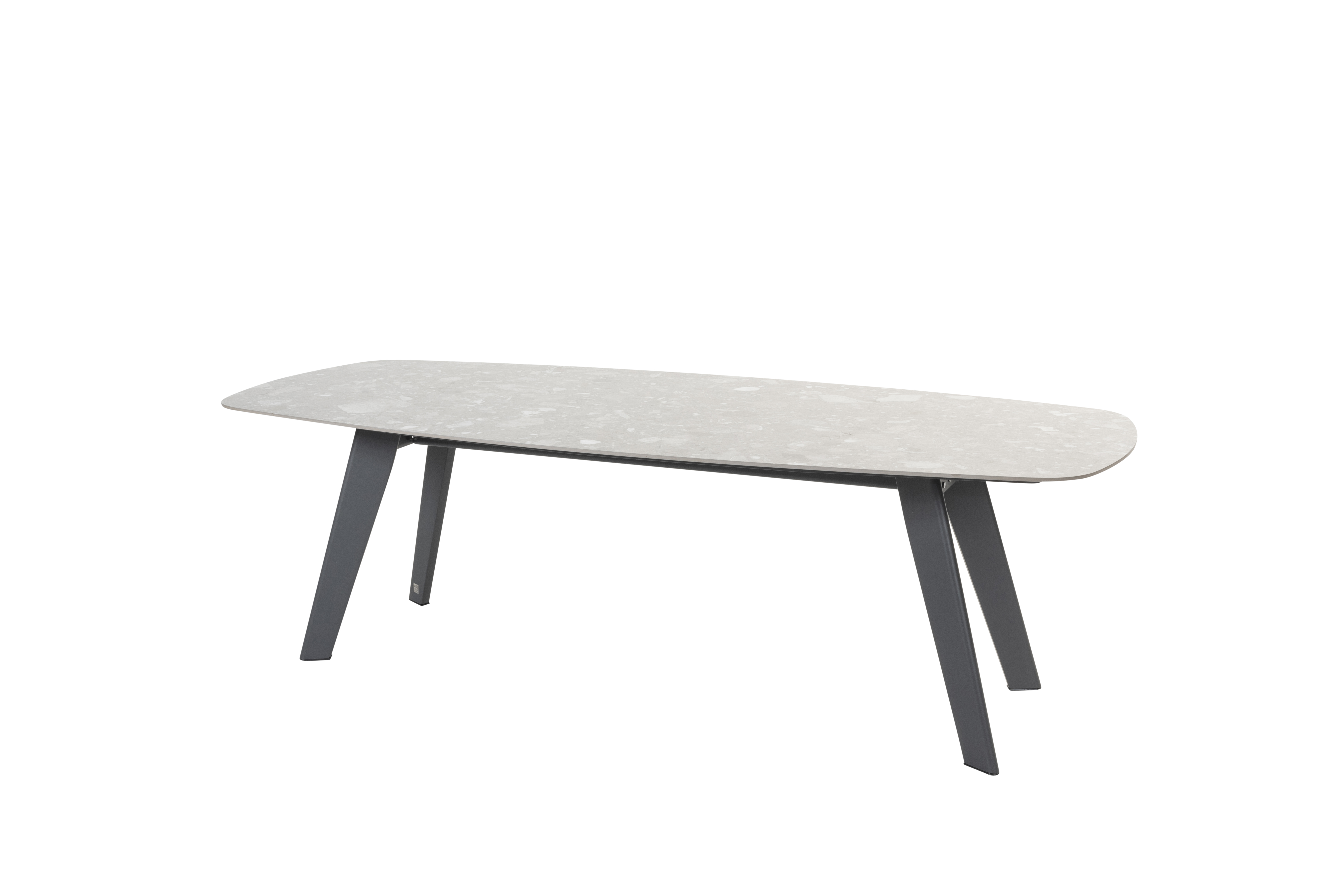 Montana table base barrel anthracite 240x103 cm + Montana table top barrel ceramic terrazzo 240x103